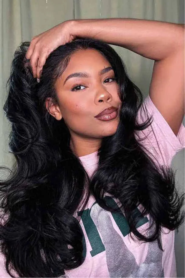 Model display picture of cambodia raw hair bundle body wave natural color 12a