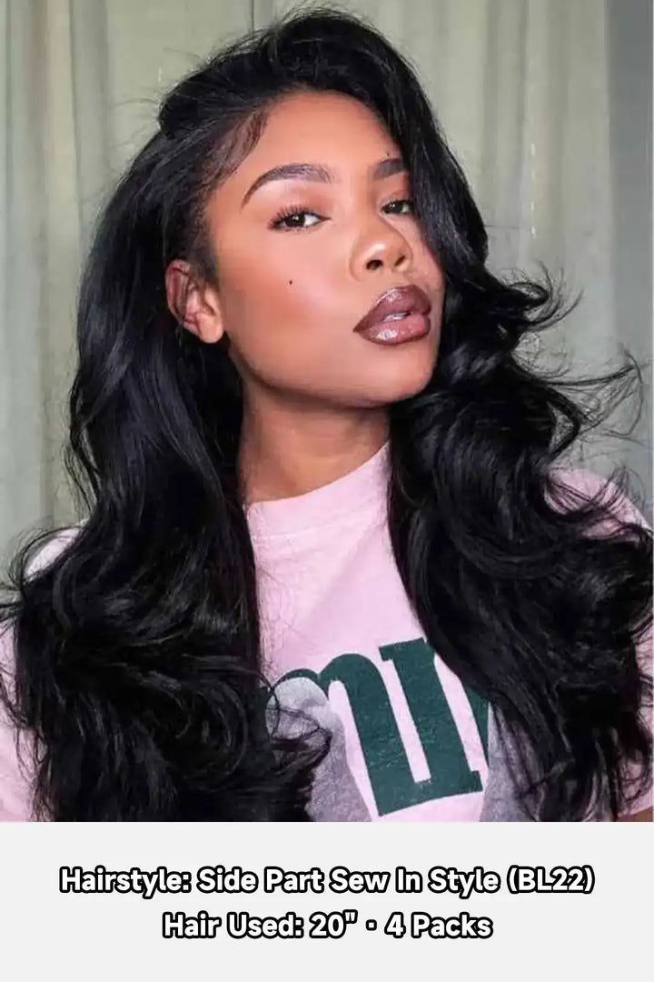 Model display picture of cambodia raw hair bundle body wave natural color 12a 