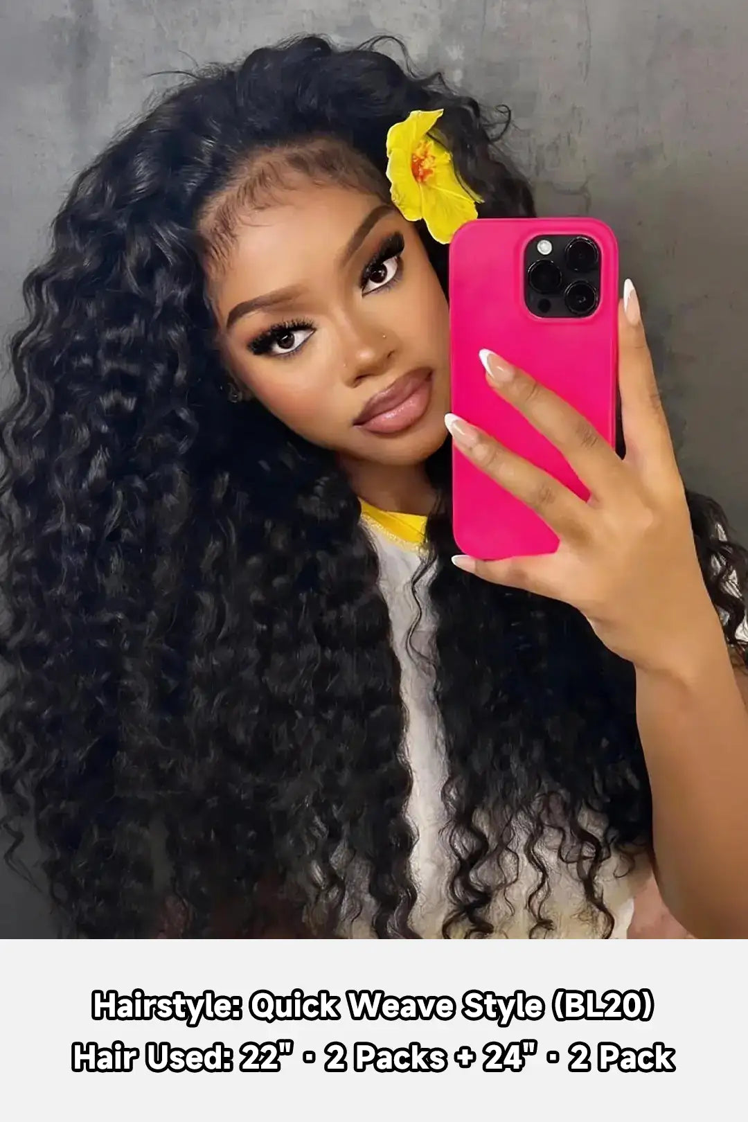 Model display picture of cambodia raw hair bundle deep wave natural color 12A