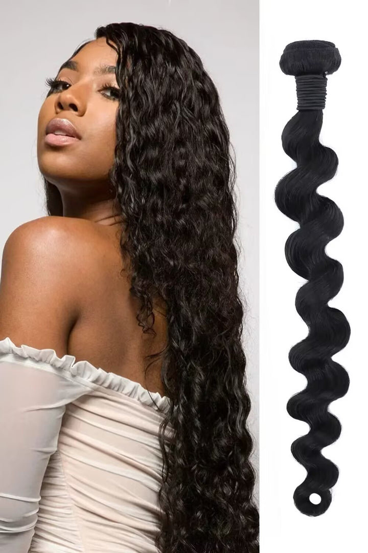 Model display picture of cambodia virgin hair bundles sew in extensions loose wave