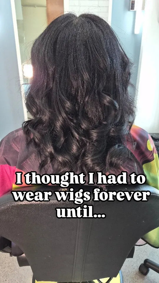 Long natural black silk press hairstyle with smooth layers and soft curled ends, Stylist located in Gilbert, AZ