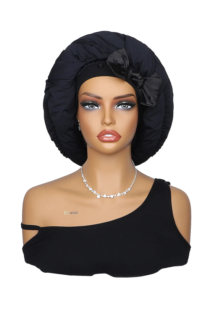 Pantyhose sleeping bonnet elastic satin adjustable velcro