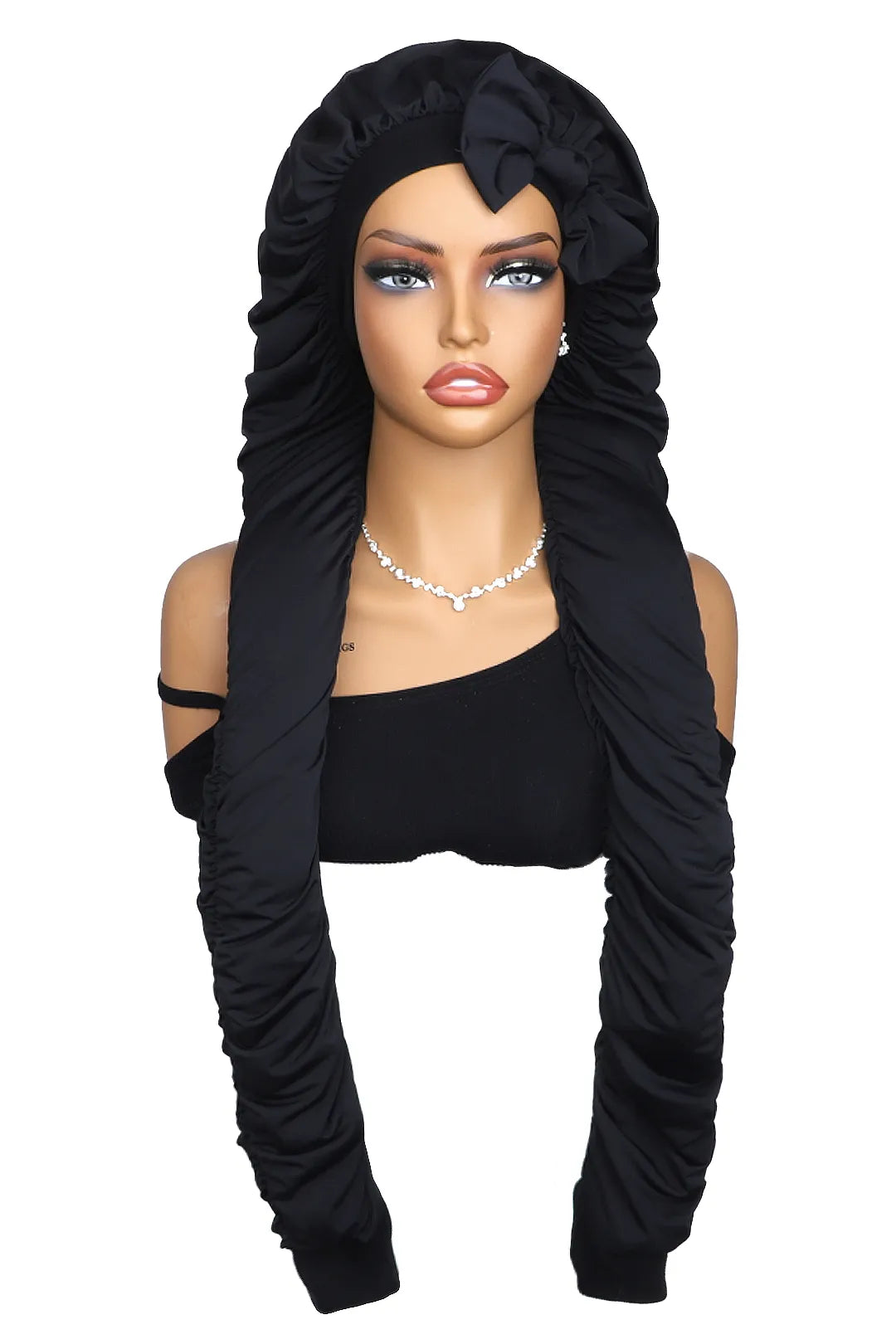 Pantyhose Sleeping Bonnet for Long Braids & Hair Elastic Satin