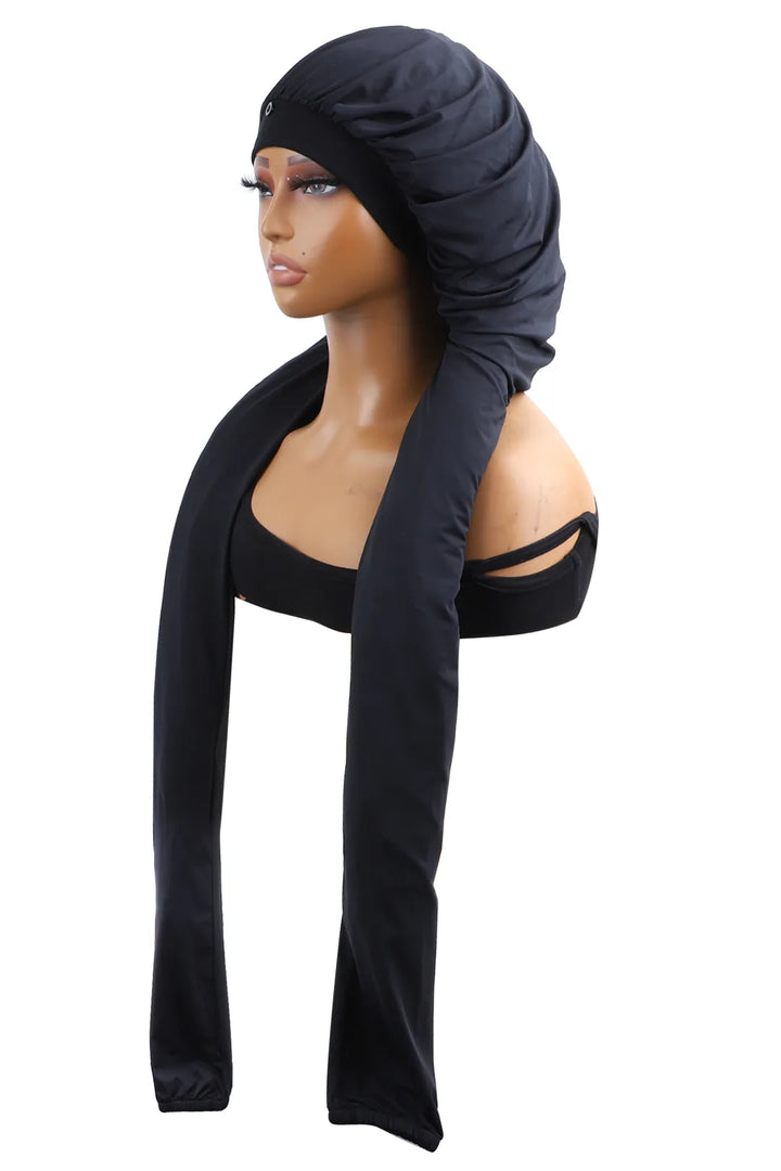 Gorro de dormir tipo pantimedias para trenzas largas y cabello elástico de satén ajustable