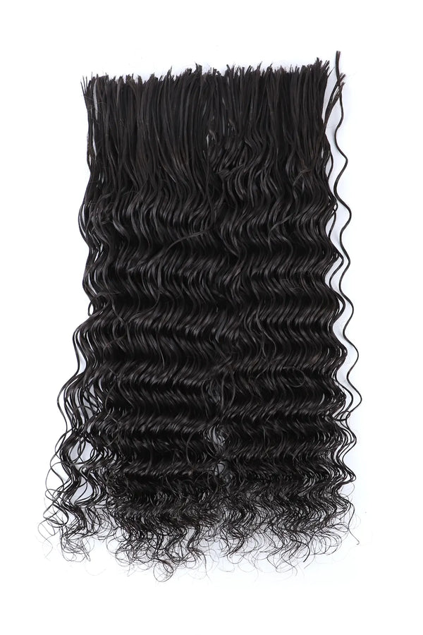 Pre-Divided Deep Wave Darkest Brown Bulk Human Braiding Hair BU85