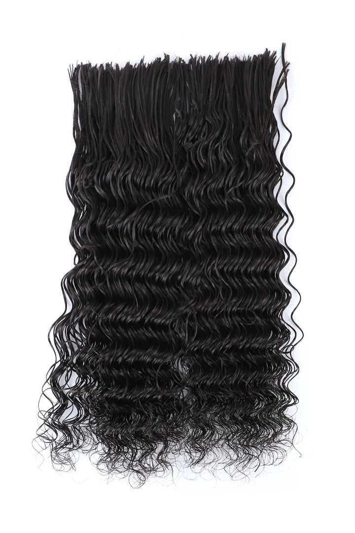 Pre-Divided Deep Wave Darkest Brown Bulk Human Braiding Hair BU85