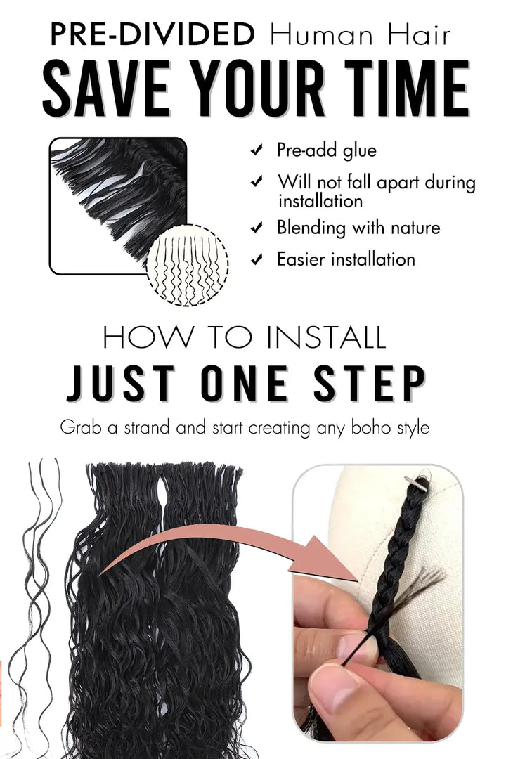 Pre-Divided Loose Wave Bulk Human Hair For Braiding Easy Split 3