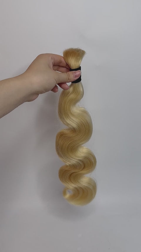 613 Blonde Body Wave Bulk Human Hair for Braids - Double Drawn Video