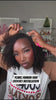 Tiktok influencer mimibelleofficiel shows the braiding process of afro kinky curly feather crochet hair extension