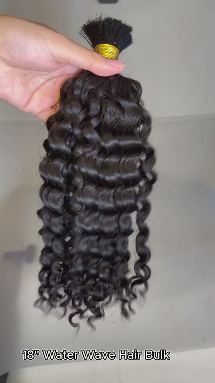 Water Wave Bulk Human Hair For Braiding Natural Black BU14