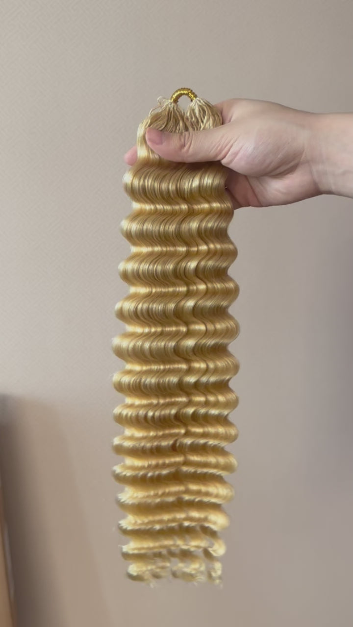 Cheveux humains 613 Blonde Deep Wave Feather Crochet Miracle Knots
