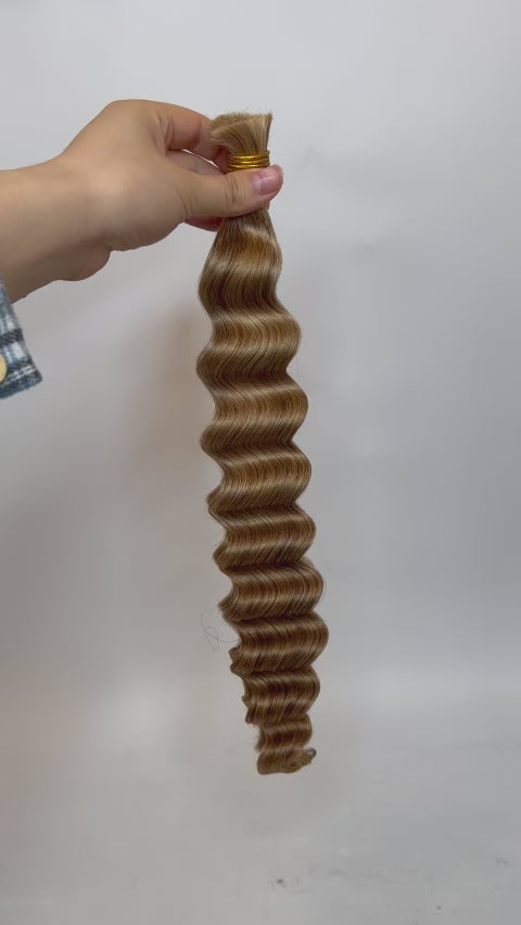 Double Drawn Medium Blonde Bulk Hair Loose Deep Wave BU38