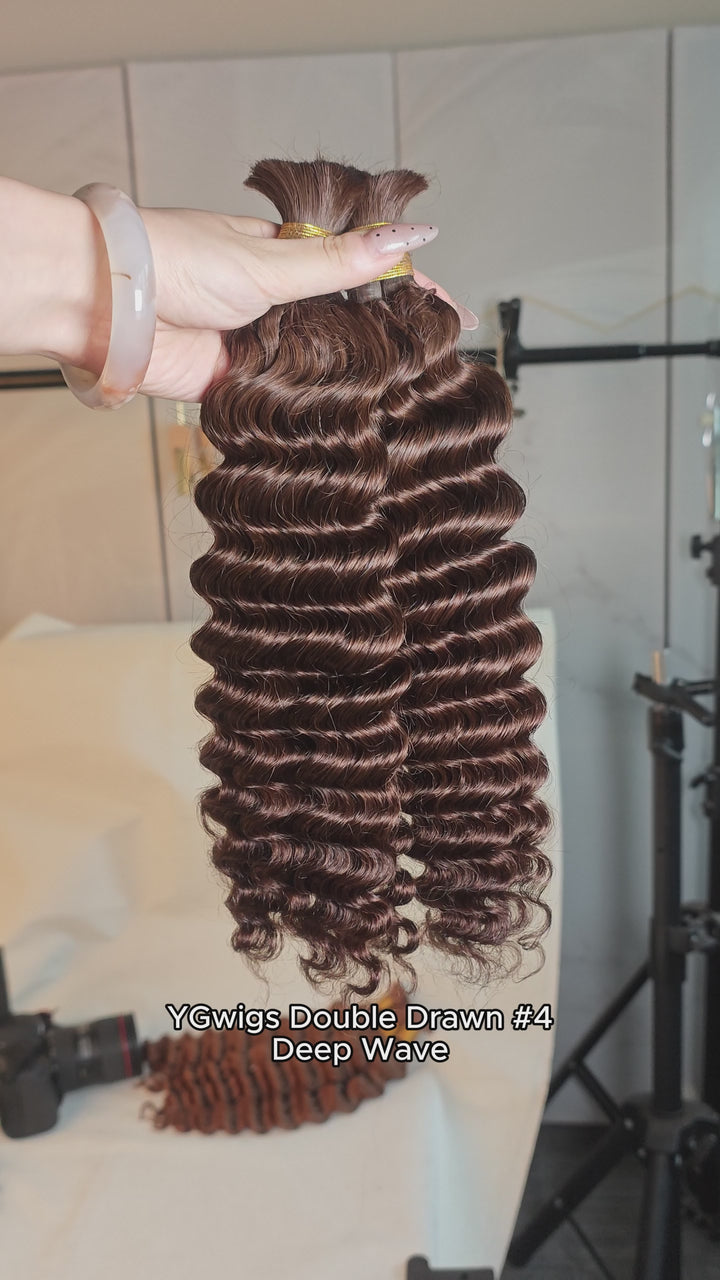 Cheveux en vrac brun foncé à double tirage #4a Deep Wave BU45