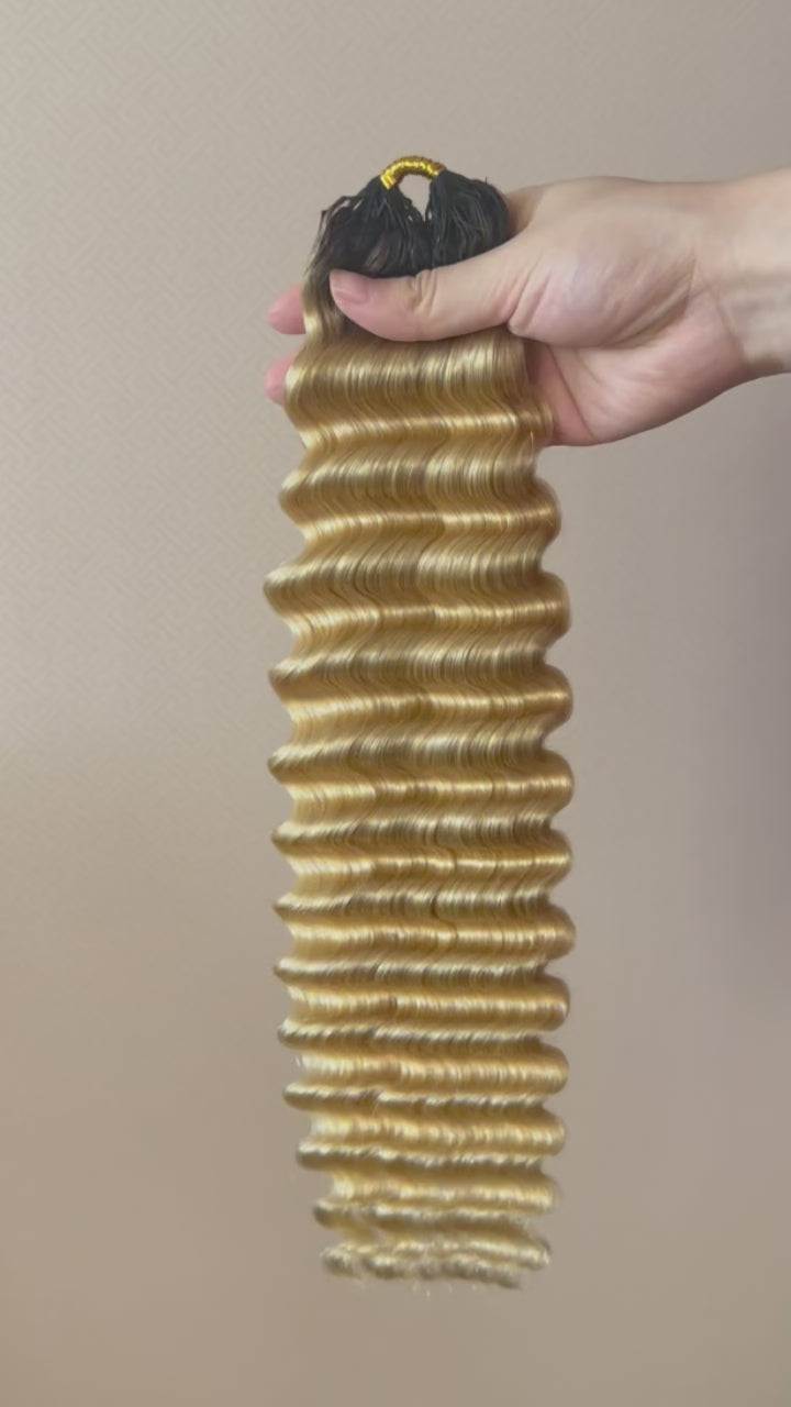 T1B/613 Blonde Ombre Color Deep Wave Crochet Miracle Knots Echthaar
