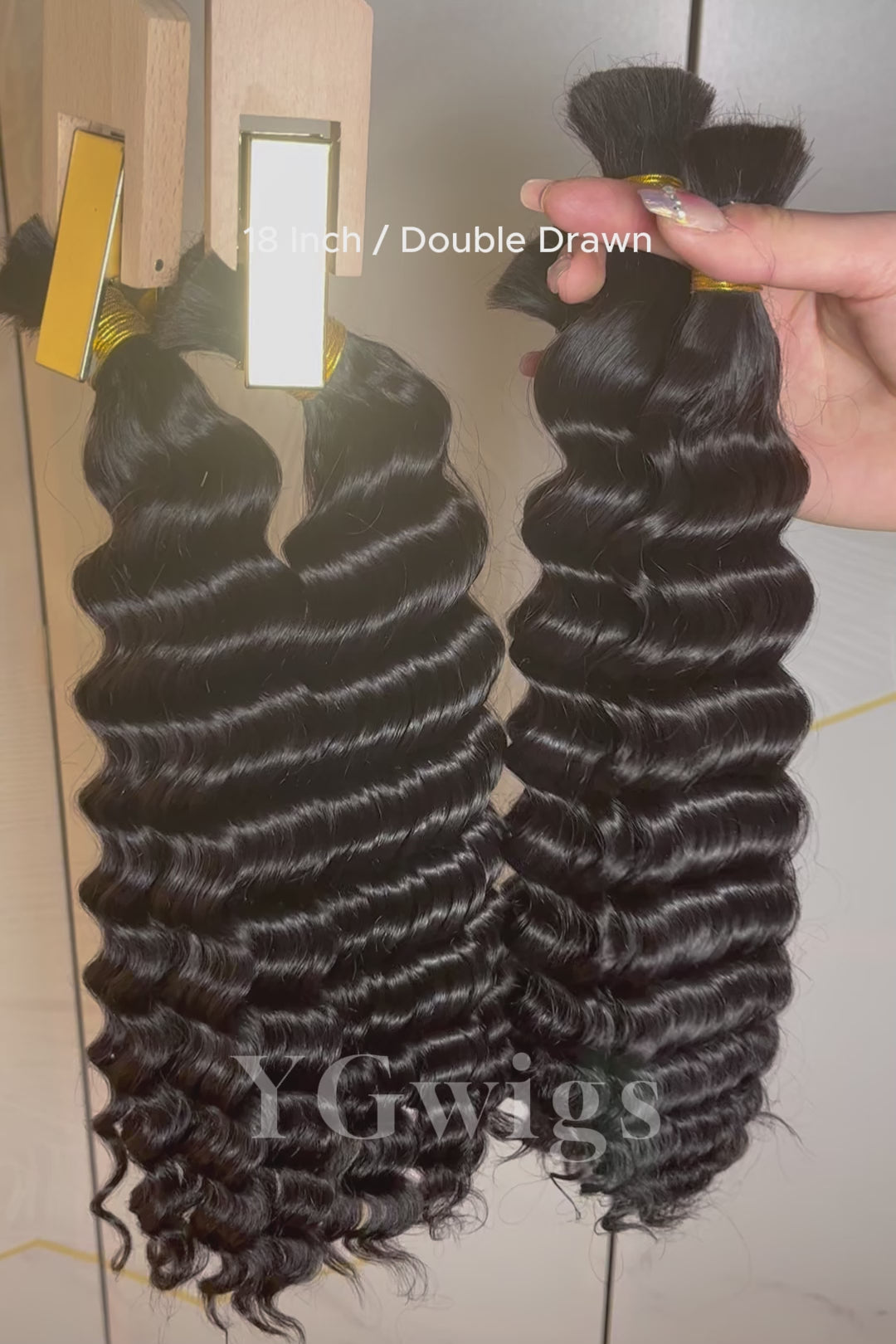 Double Drawn Deep Wave Bulk Human Hair For Braiding BU03