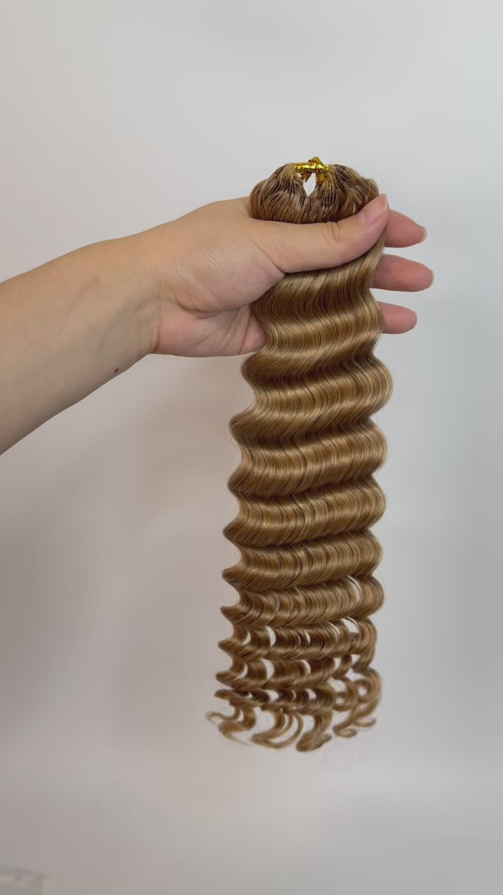 Honey Blonde #27 Deep Wave Feather Crochet Human Hair