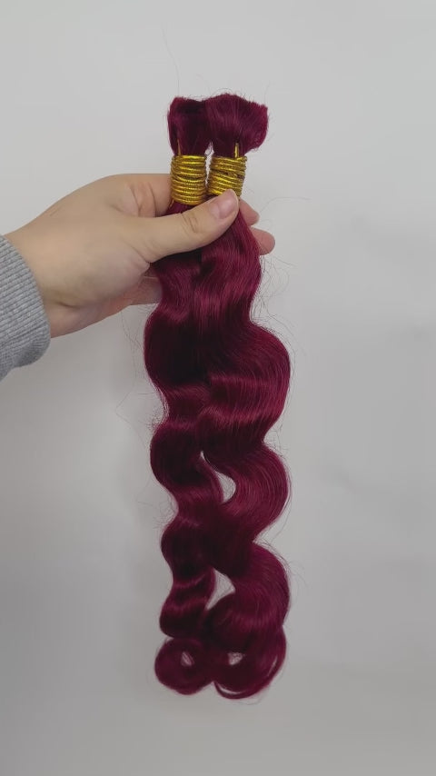 Burgundy 99J Loose Wave Bulk Human Hair For Braiding