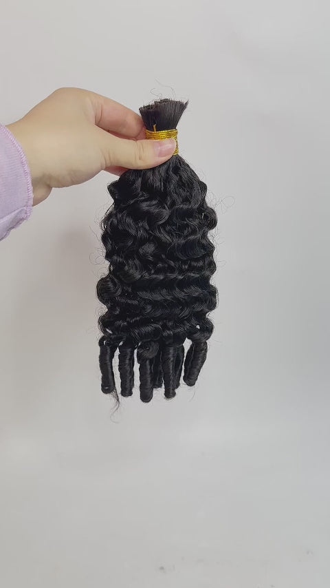 Double Drawn Water Wave with Spiral Curls Ends Bulk Hair BU67 Video