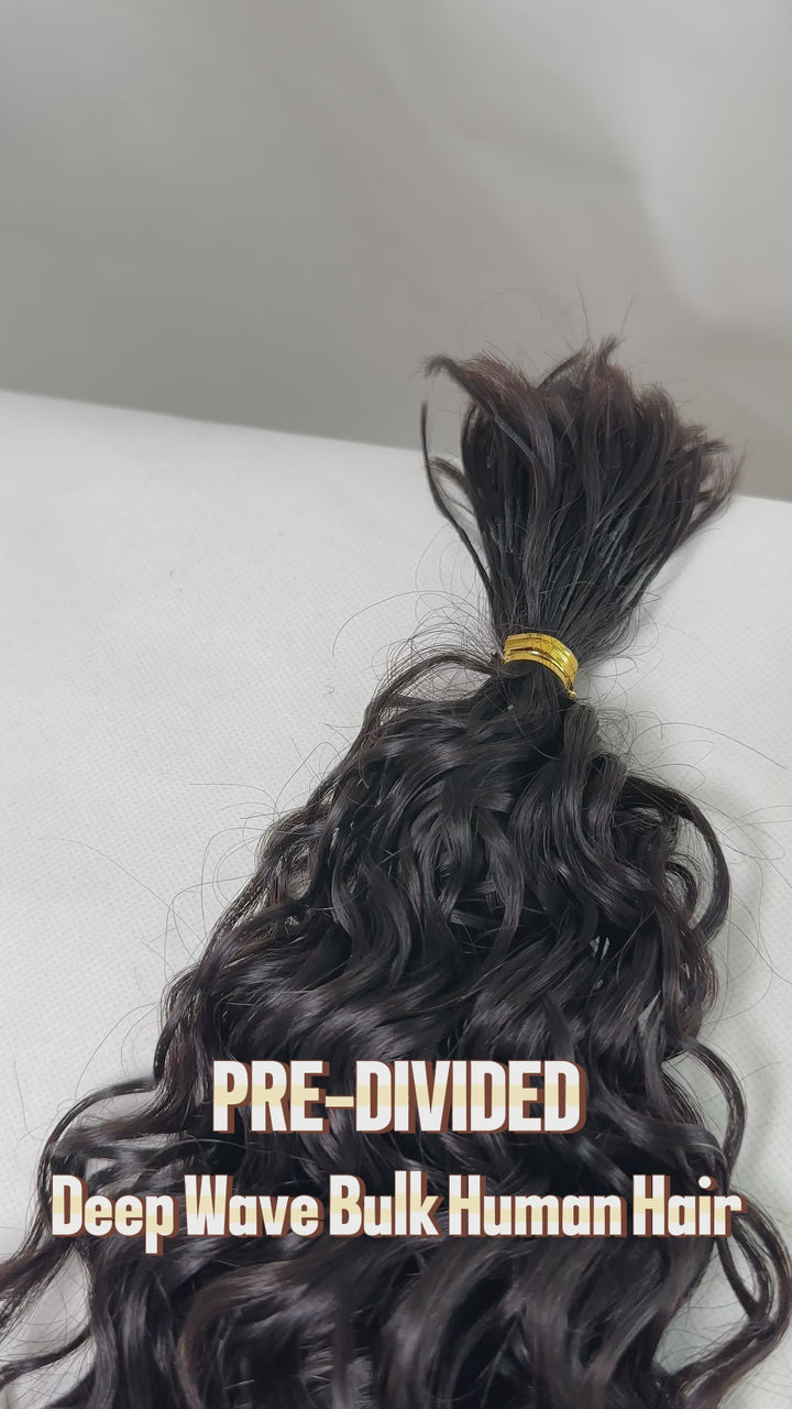 Pre-Divided Deep Wave Bulk Human Hair For Braiding Easy Split