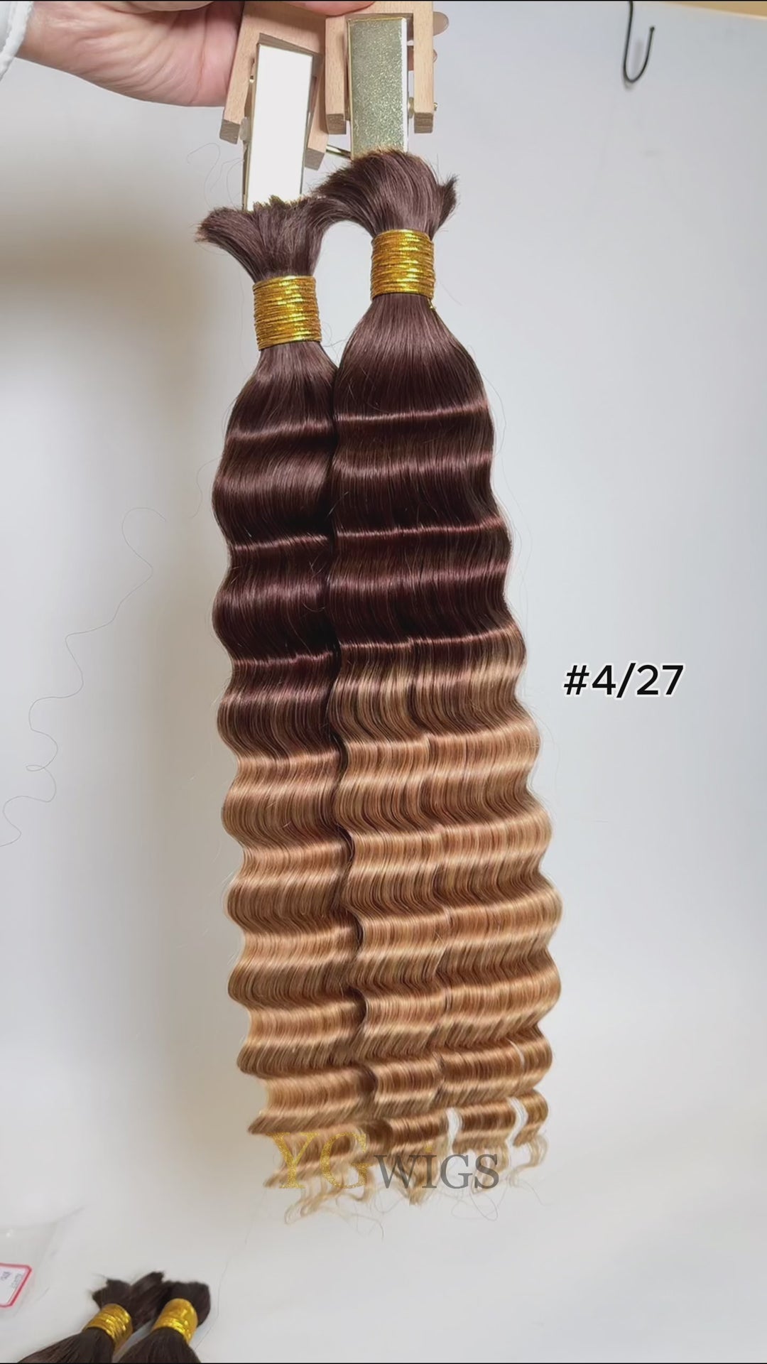 Two-tone Color #4/30 Deep Wave Bulk Hair Double Drawn BU62