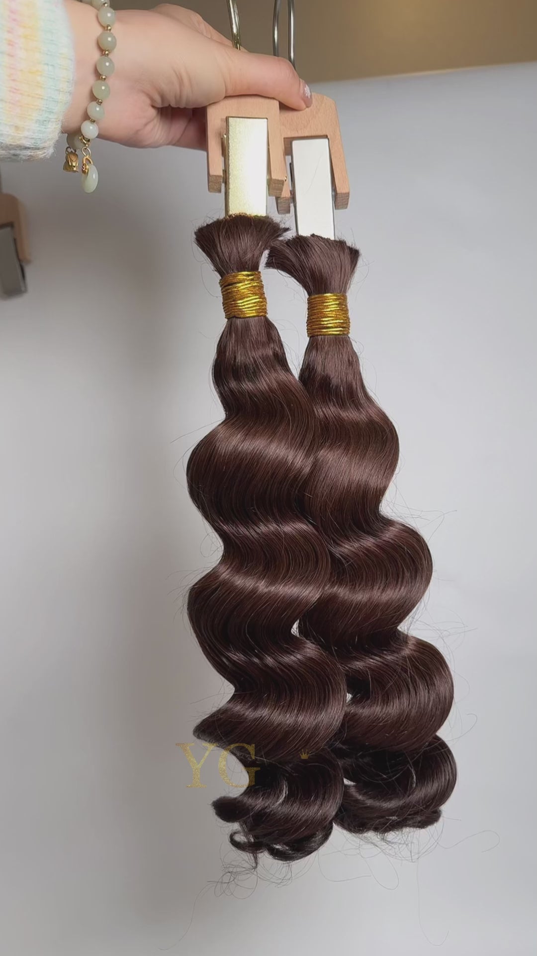 Double Drawn Dark Brown Loose Wave Bulk Hair For Braiding