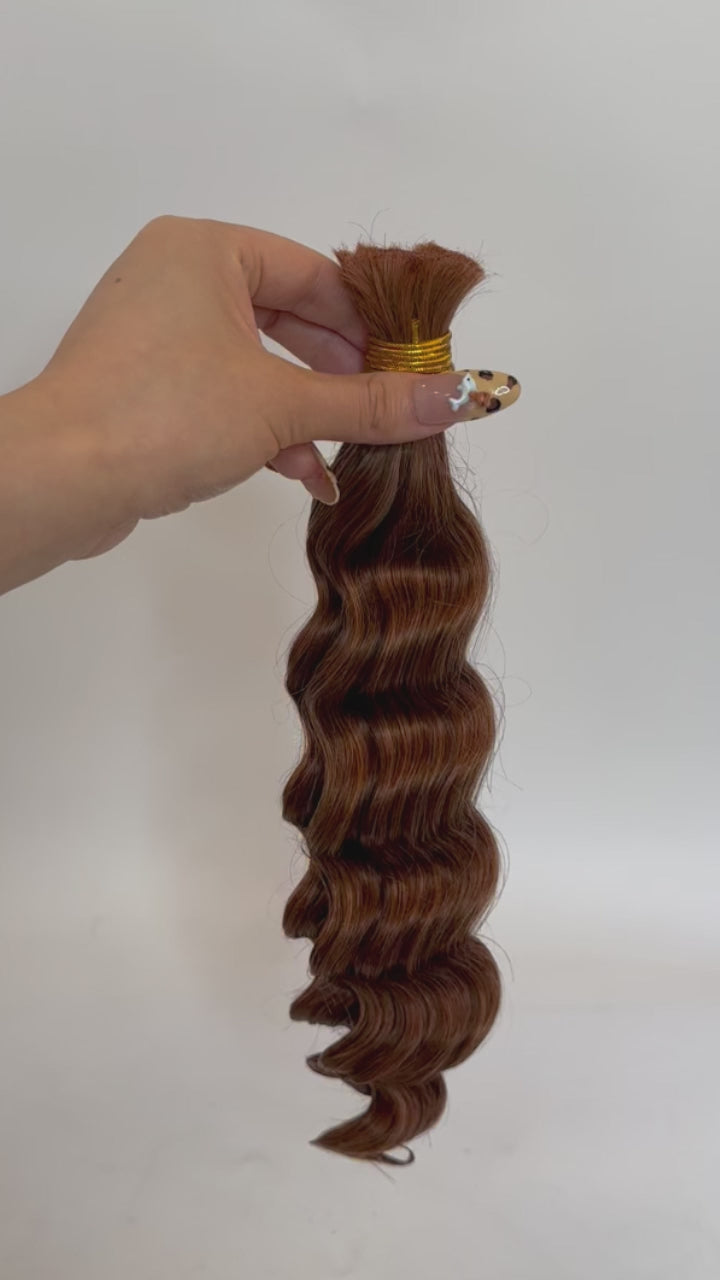 Double Drawn #30 Medium Auburn Brown Bulk Hair Loose Wave BU66-5