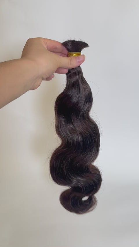 Double Drawn Dark Brown Body Wave Bulk Hair For Braiding BU59 4