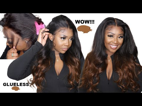 Brown ombre black long lace good wig