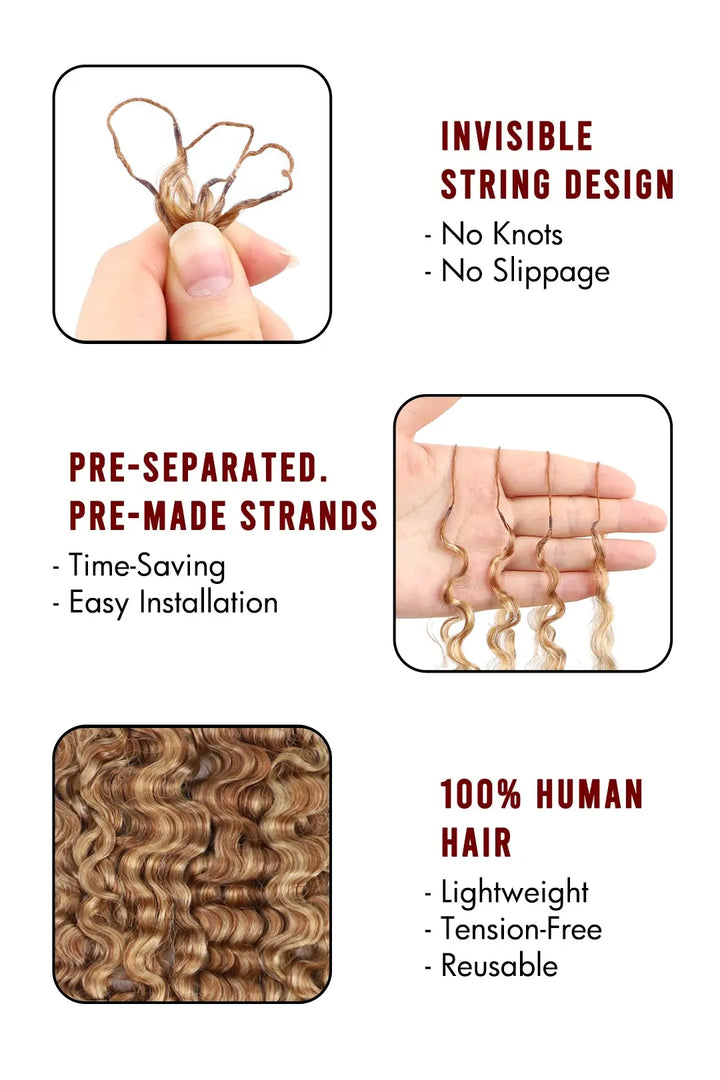Product description of #27/30/613 mixed color water deep wave crochet miracle knots hair