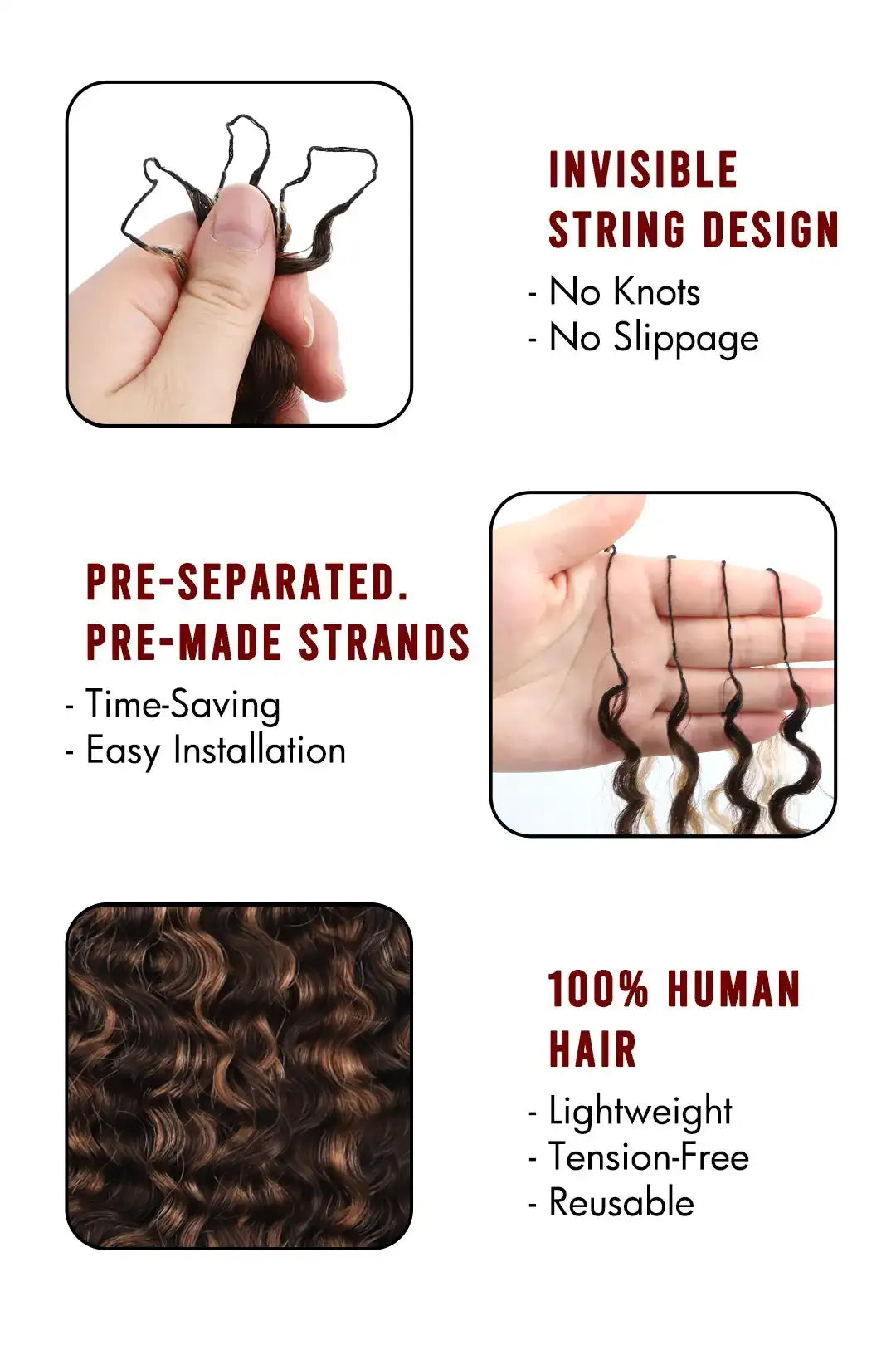 Product description of #4/30 mixed color burmese curly with spiral curls crochet miracle knots hair