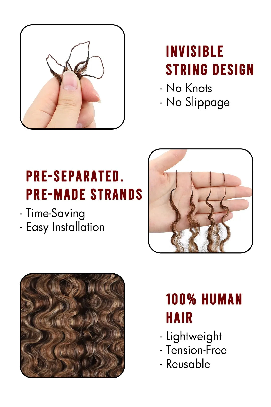 Product description of #4A/27/30 mixed color burmese curly with spiral curls crochet hair for miracle knots