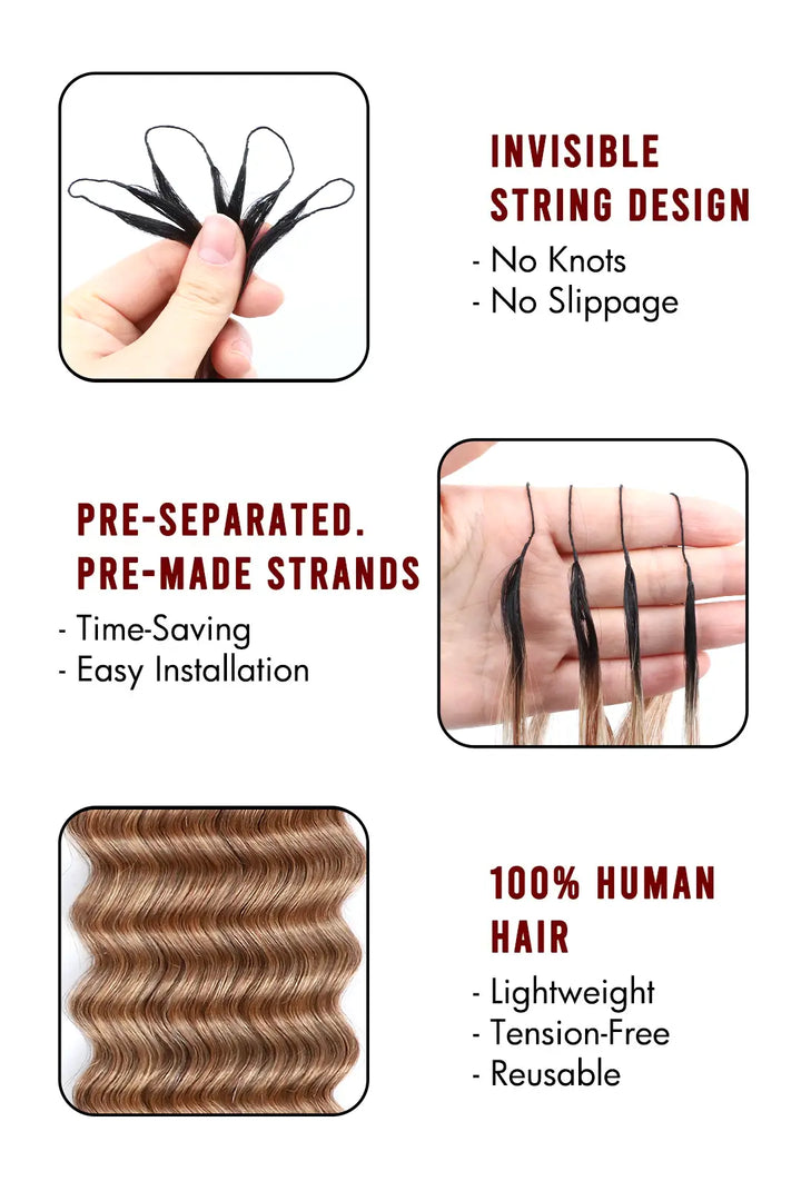 Product description of T1B/27 honey blonde deep wave feather crochet human hair