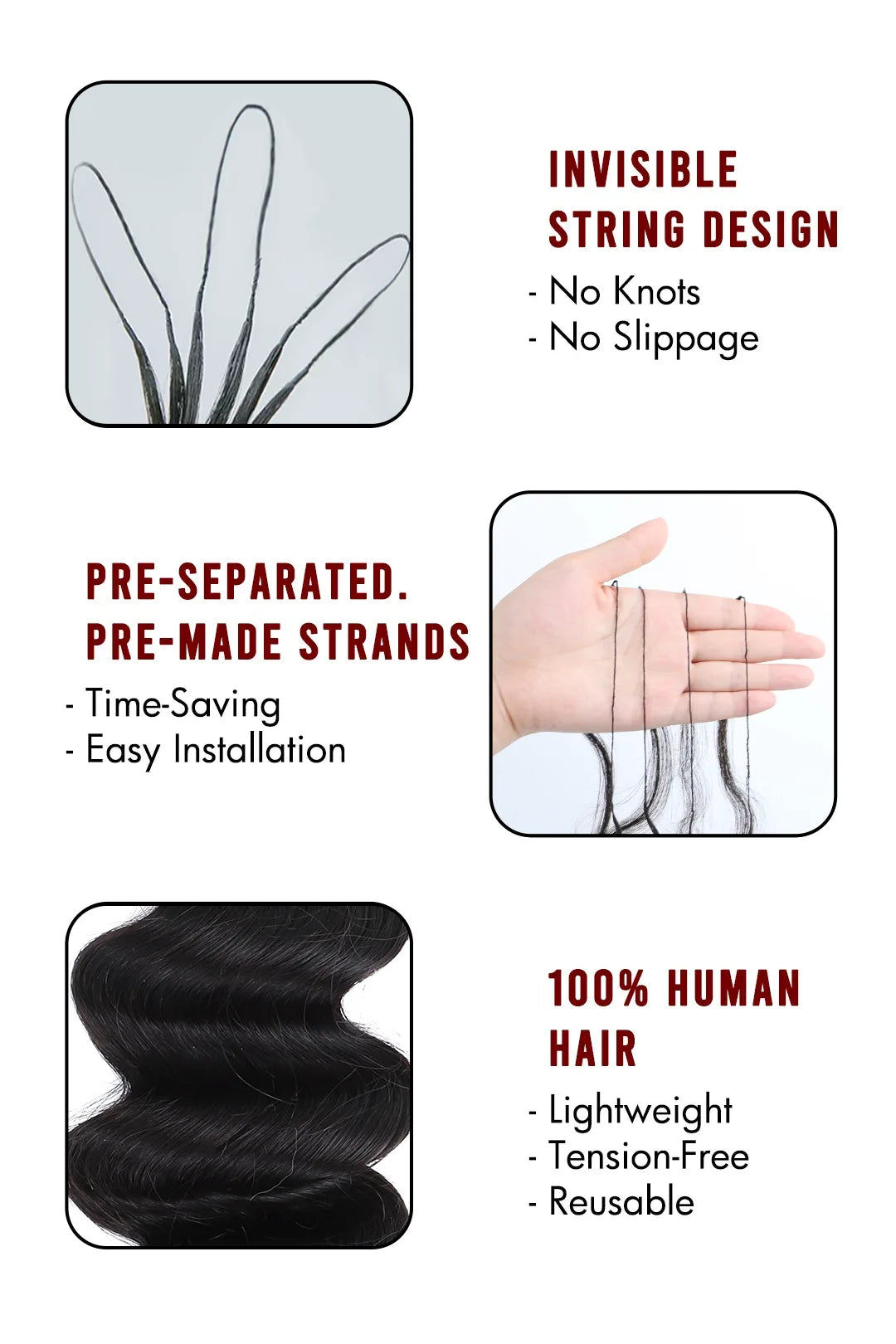 Product description of braiding feather crochet human hair loose wave long cord