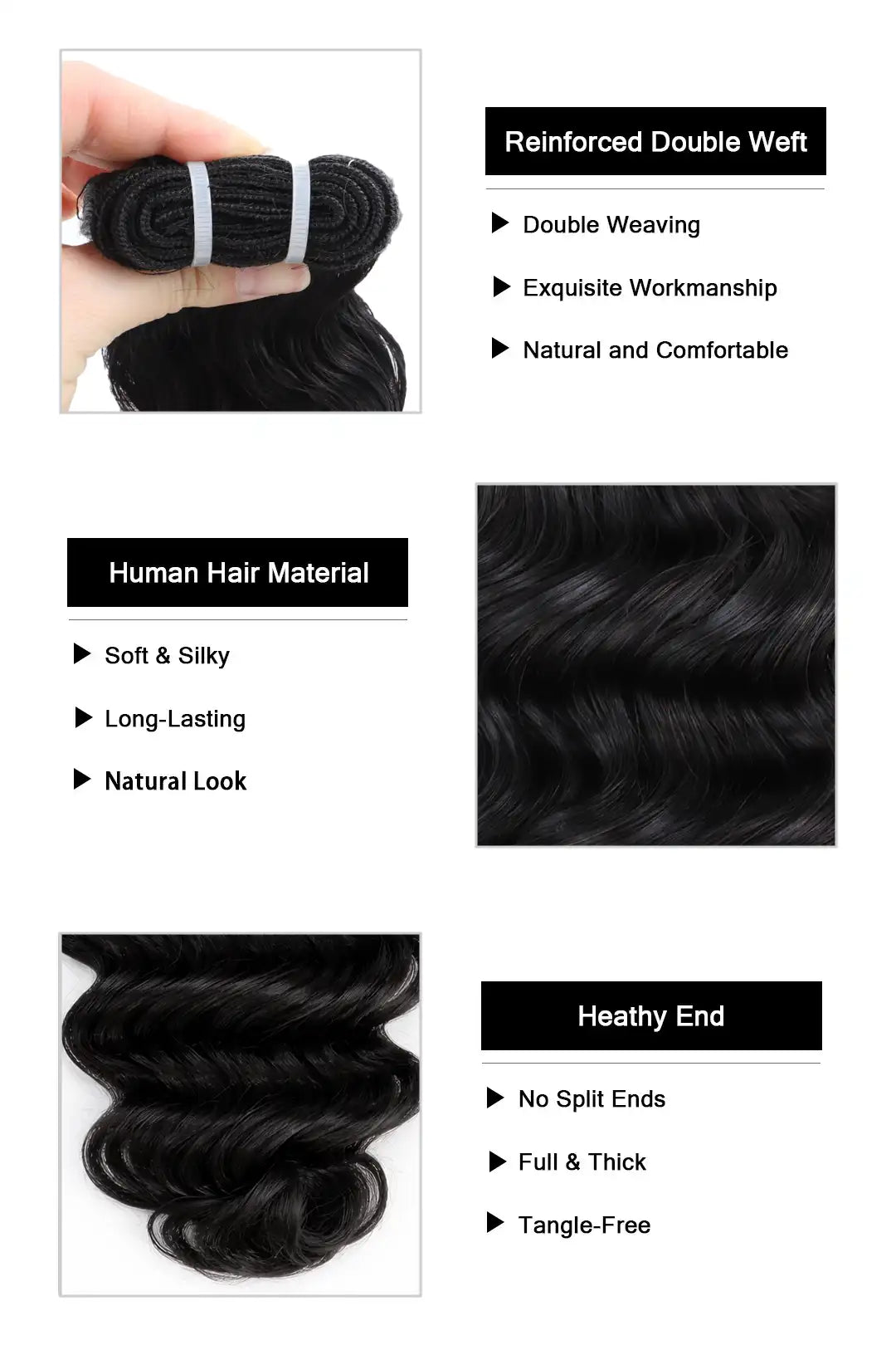 Product description of cambodia virgin hair bundles sew in extensions loose wave