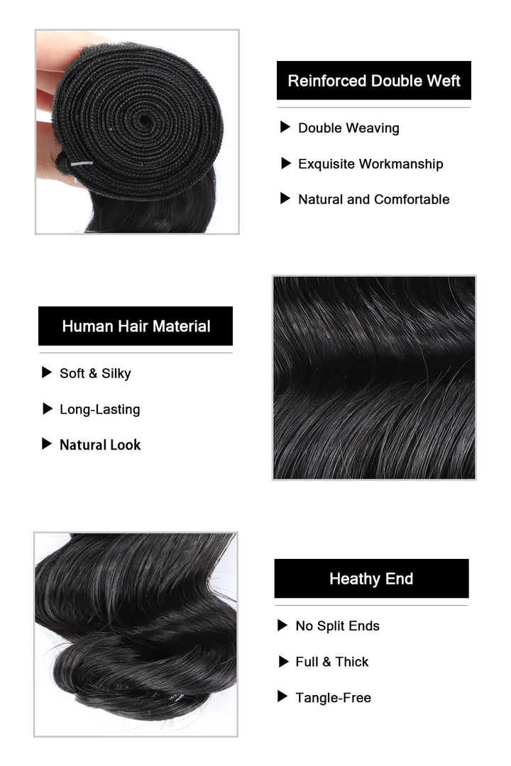Product description of cambodia virgin hair bundles sew in extensions loose wave