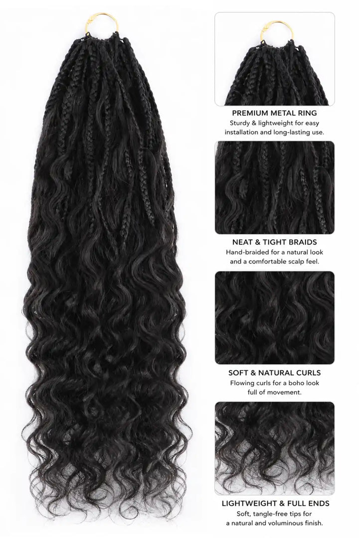 Product description of crochet miracle knots braids pre looped loose wave curls human hair 40 strands