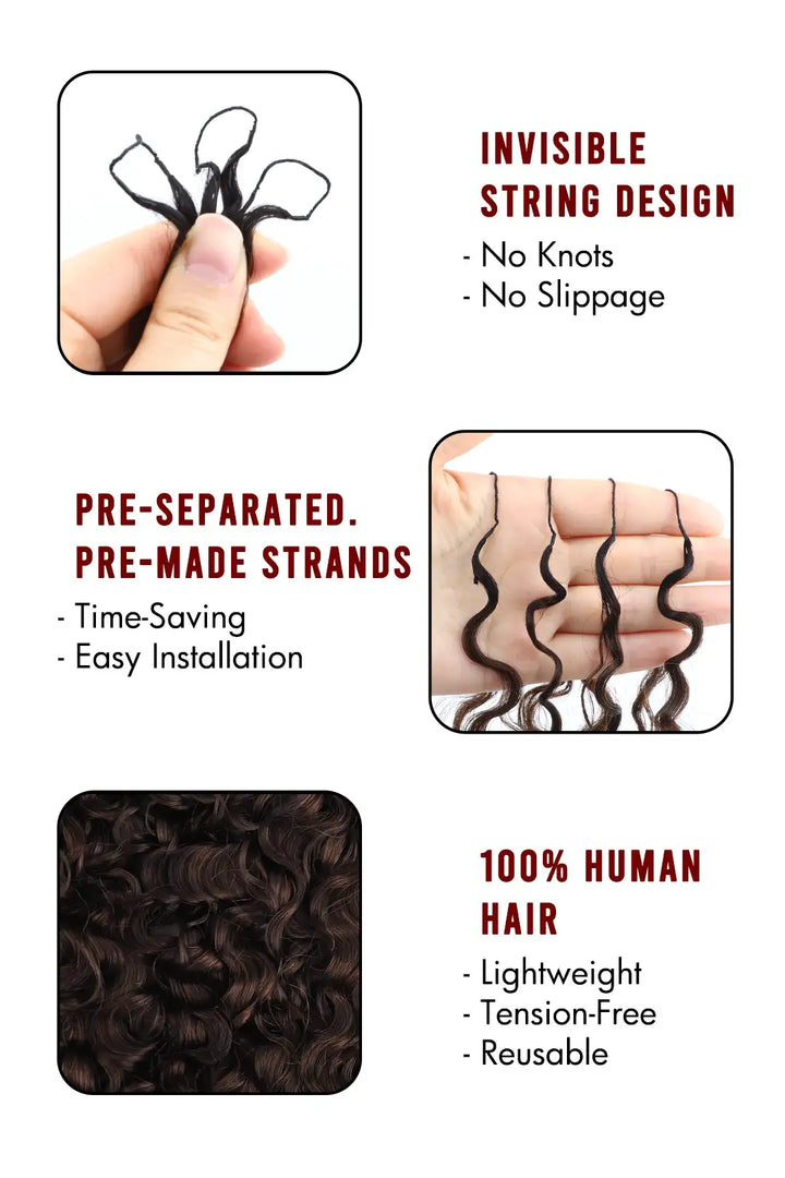 Product description of dark brown ombre burmese curly with spiral curls feather crochet hair T1B/4 human hair