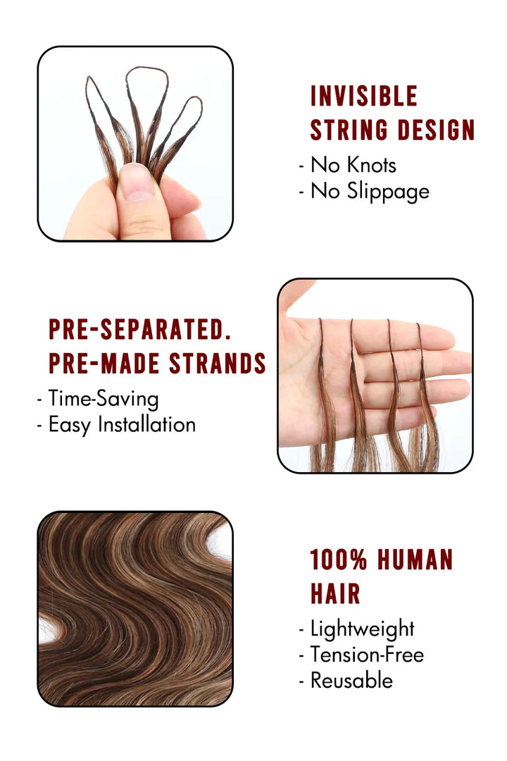 Product description of highlight blend #4/27/30 body wave feather crochet human hair
