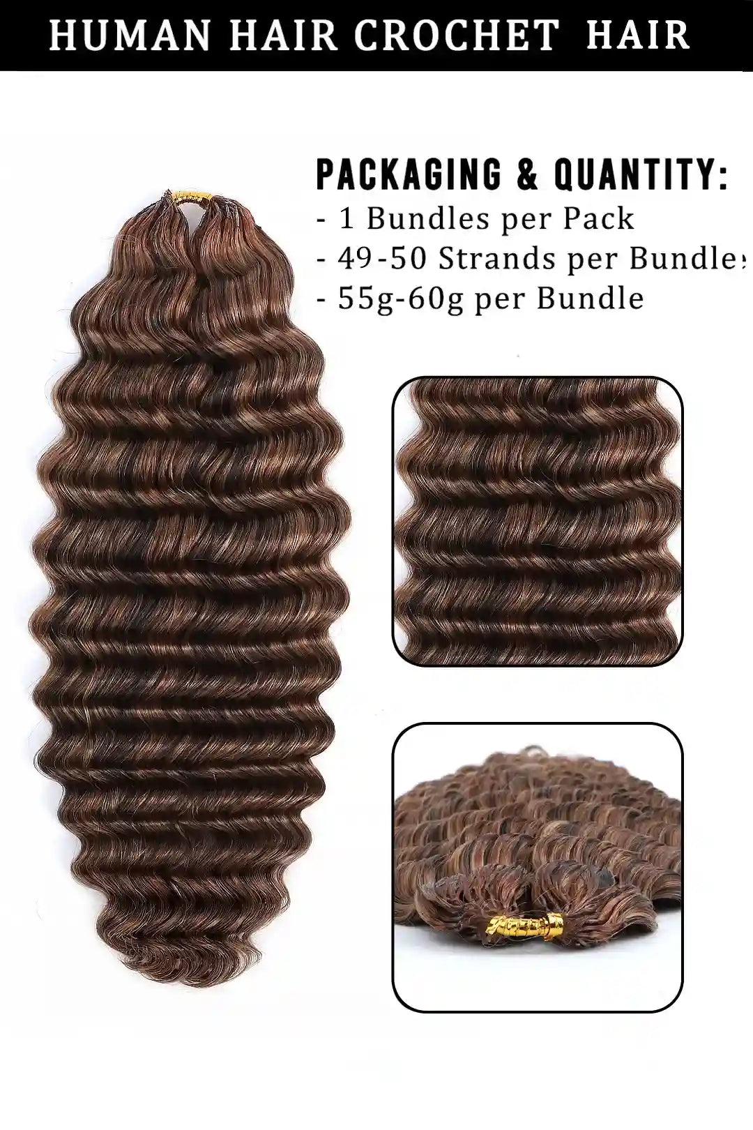 Product description of highlight blend #4/27/30 deep wave feather crochet human hair