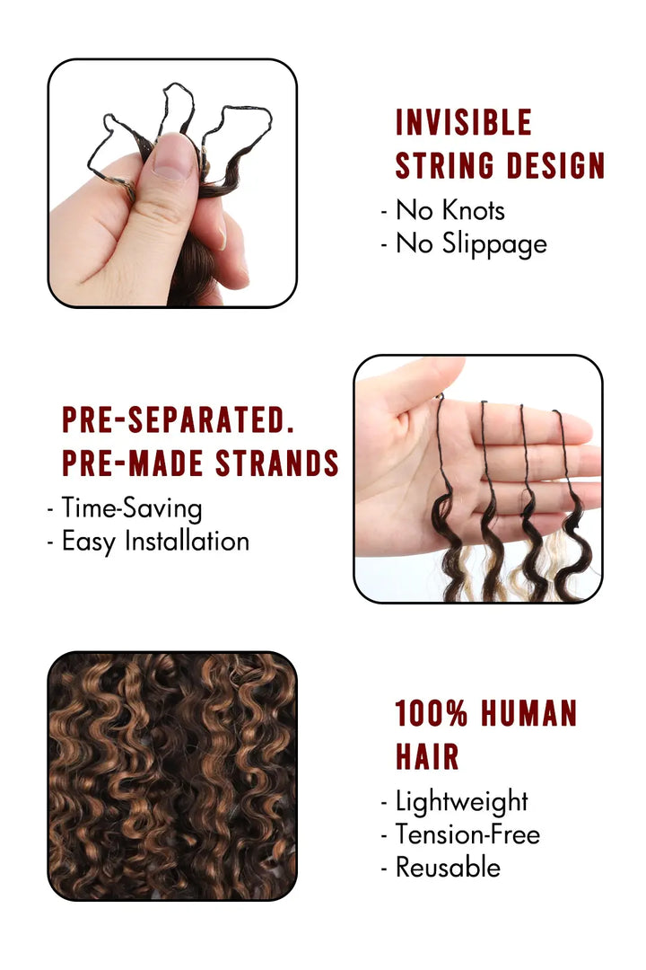 Product description of highlight blend #4 /30 water deep wave feather crochet human hair