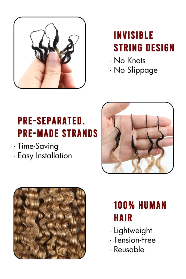 Product description of honey blonde #27 burmese curly with spiral curls feather crochet miracle knots hair