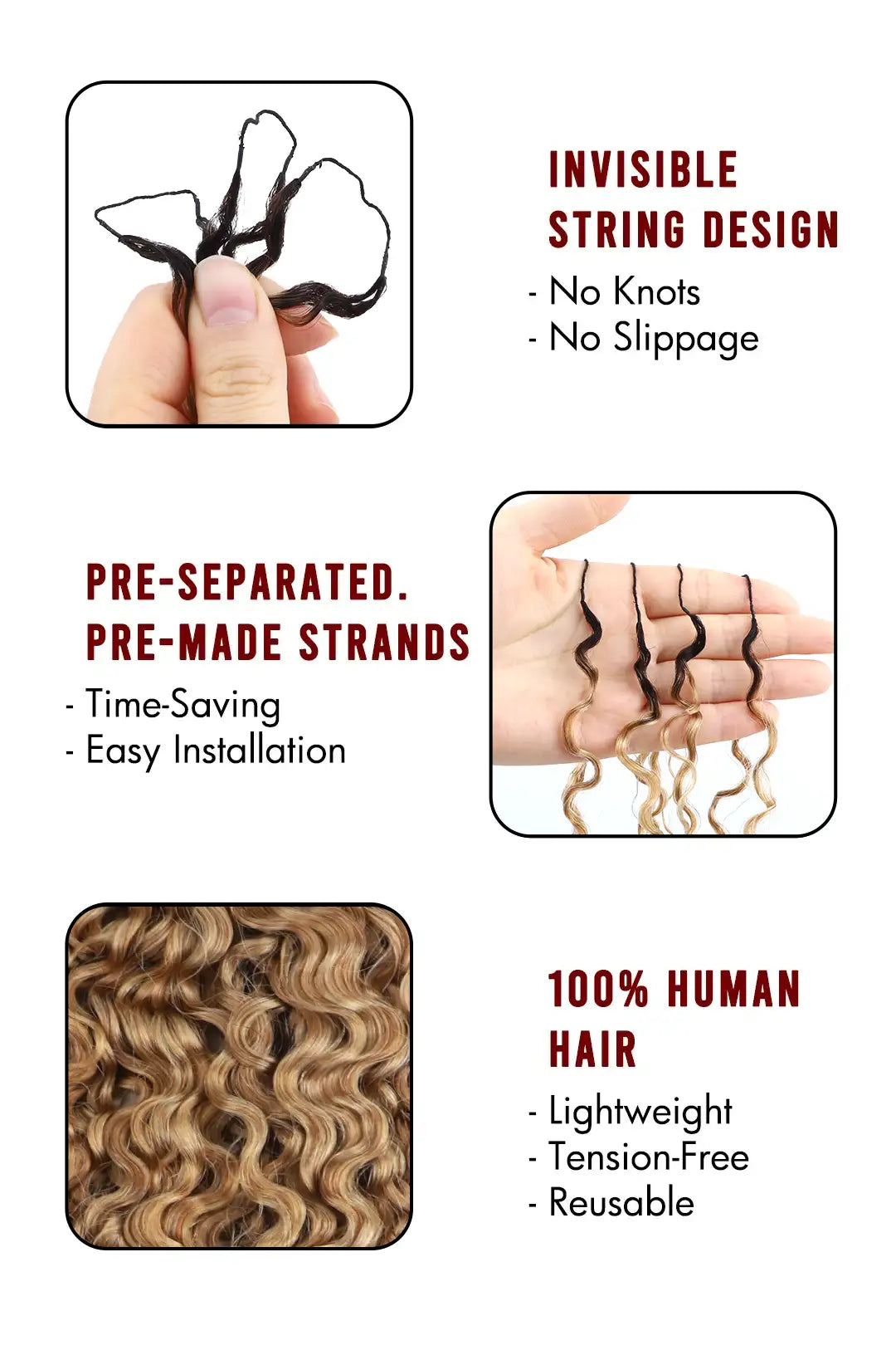 Product description of honey blonde ombre water deep wave feather crochet hair t1b/27 human hair