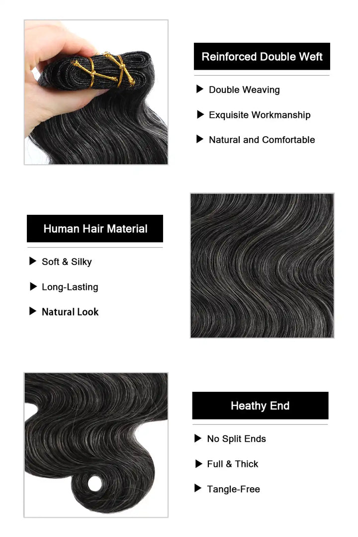 Product description of natural grey hair salt and pepper cambodia virgin human hair bundles