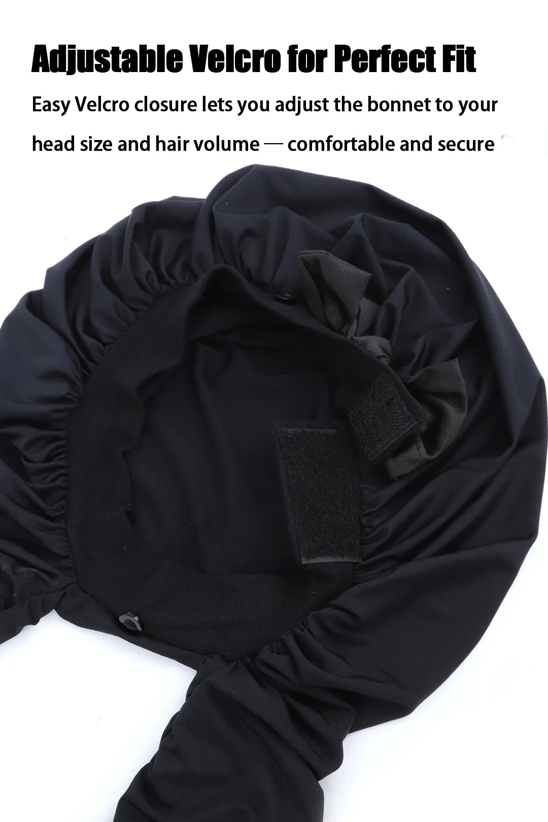 Product description of pantyhose sleeping bonnet elastic satin adjustable velcro