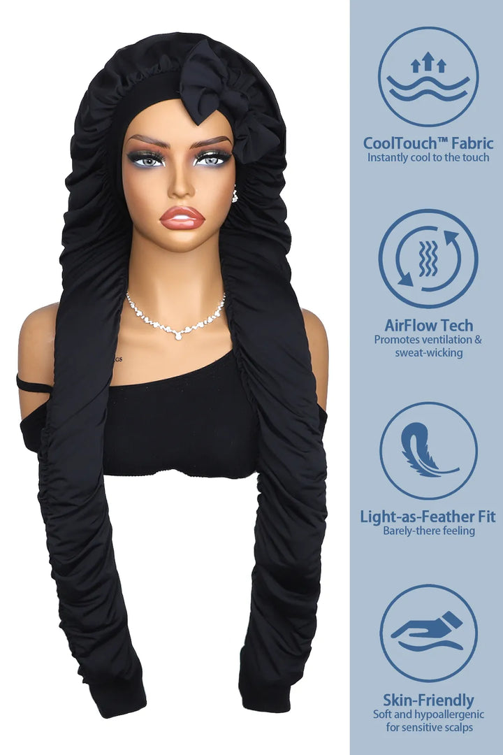 Product description of pantyhose sleeping bonnet elastic satin