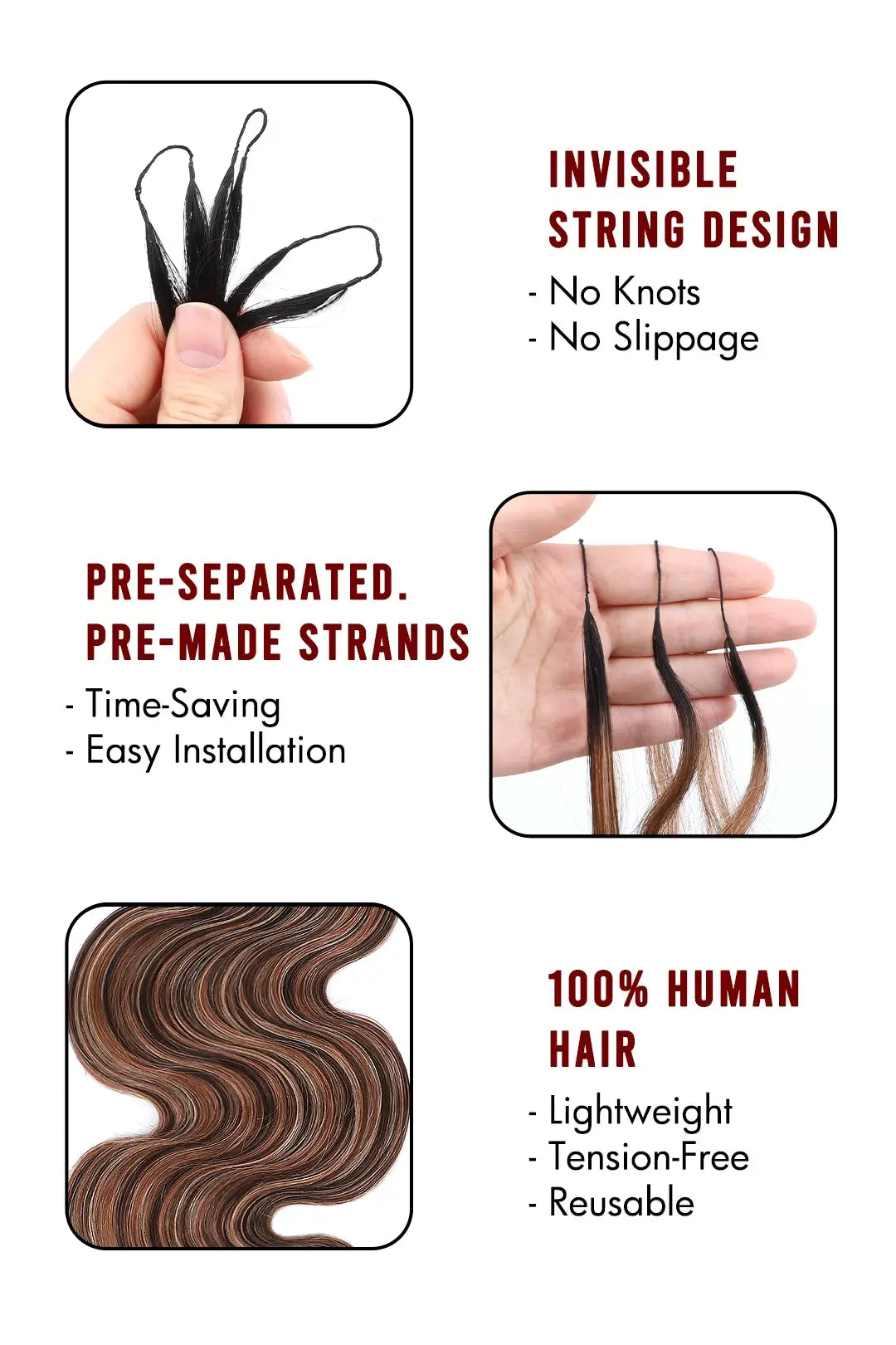 Product description of T natural black root mixed 4/27/30 body wave feather crochet human hair