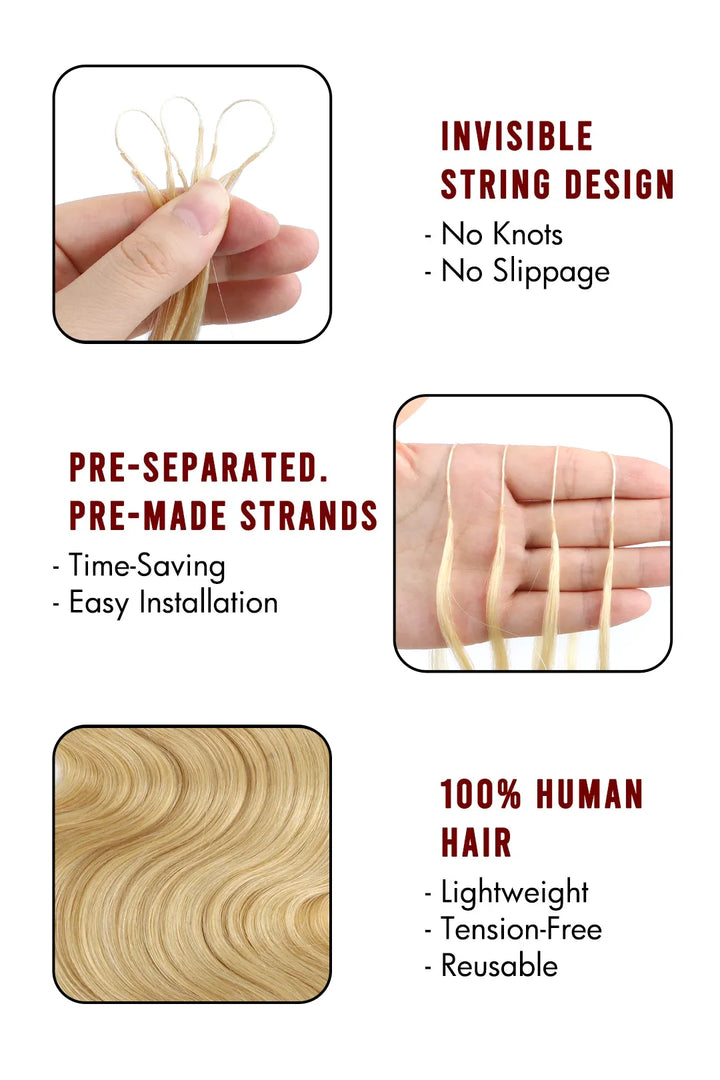Cheveux humains 613 Blonde Body Wave à nœuds miracles crochet feather