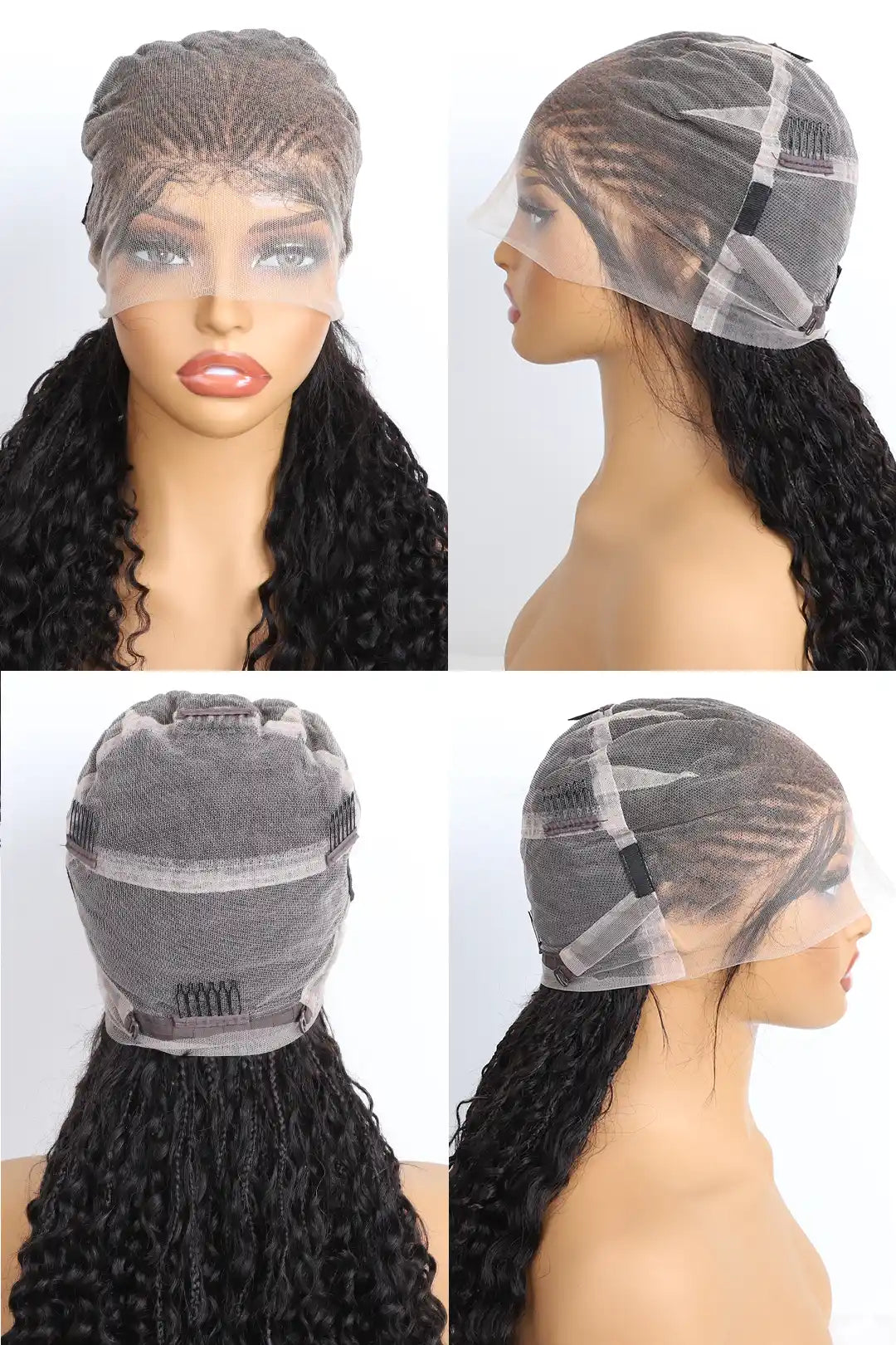 Product description picture of fulani braids full lace wig knotless bohemian style human hair-1
