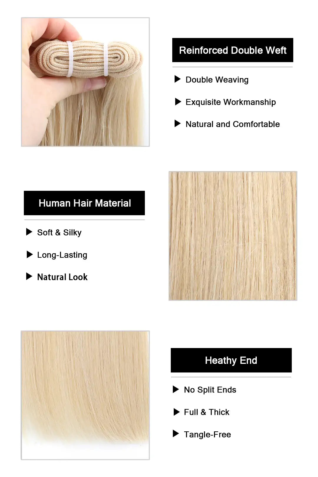 Product description picture of platinum blonde bundles #60a sew-in extensions straight virgin hair