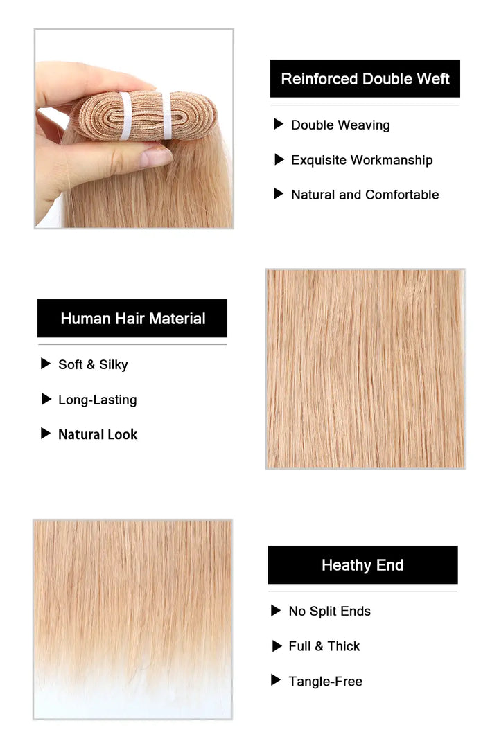 Product description picture of platinum blonde bundles #60a sew-in extensions straight virgin hair